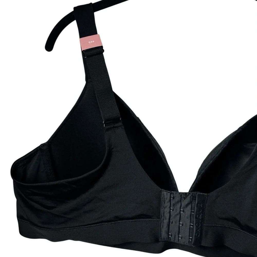 NEW Cacique Black Sheer Comfort Bliss Lightly Lined Plunge Bra Romantic 46D‎